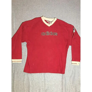 Mens Adidas Sweater Size XL USA Olympic Team Red V Neck Vintage Cotton Winter